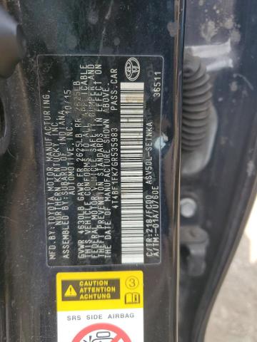 4T4BF1FK7GR535983 - 2016 TOYOTA CAMRY LE Қара фото 12