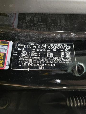 KNDJN2A2XK7920424 - 2019 KIA SOUL BLACK photo 13