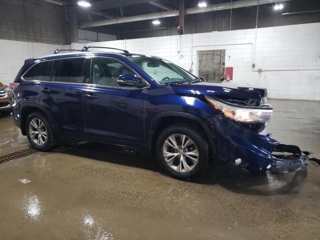 5TDJKRFHXFS160425 - 2015 TOYOTA HIGHLANDER XLE BLUE photo 4