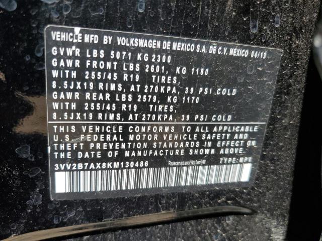 3VV2B7AX8KM130486 - 2019 VOLKSWAGEN TIGUAN SE შავი ფოტო 14