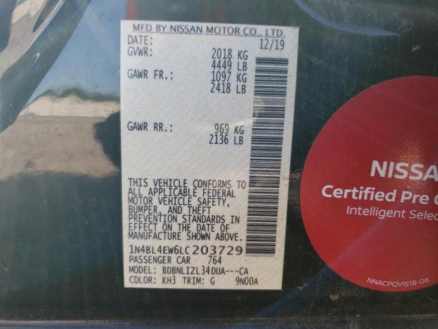 1N4BL4EW6LC203729 - 2020 NISSAN ALTIMA SL BLACK photo 12