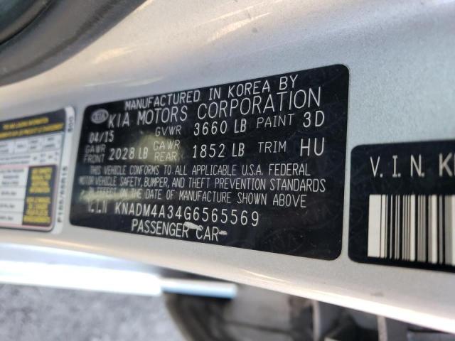 KNADM4A34G6565569 - 2016 KIA RIO LX SILVER photo 12