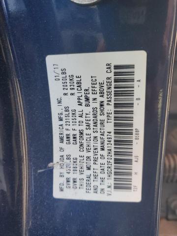 1HGCR2F02HA134974 - 2017 HONDA ACCORD EX BLUE photo 12