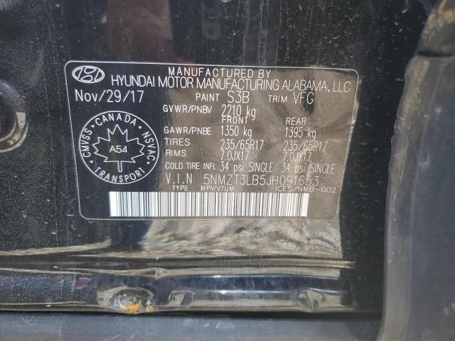 5NMZT3LB5JH091653 - 2018 HYUNDAI SANTA FE S 黑色 照片 13