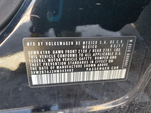 3VW2B7AJ2HM343482 - 2017 VOLKSWAGEN JETTA S BLACK photo 13