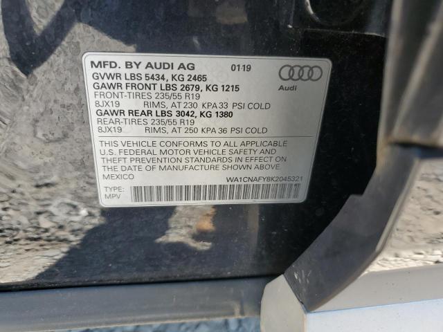 WA1CNAFY8K2045321 - 2019 AUDI Q5 PRESTIGE BLUE photo 13