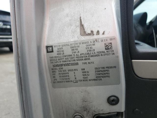 3GNBABFWXBS653399 - 2011 CHEVROLET HHR LT SILVER photo 12