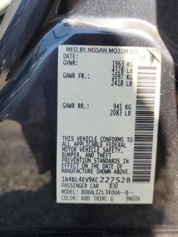 1N4BL4EV9KC227528 - 2019 NISSAN ALTIMA SL 黑色 照片 12