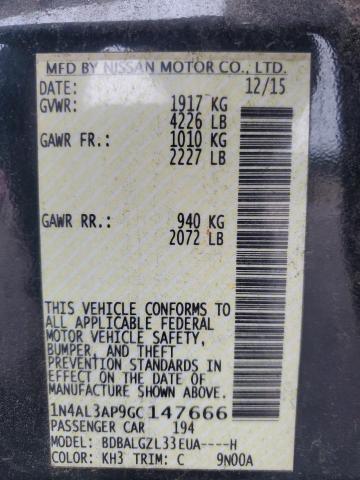 1N4AL3AP9GC147666 - 2016 NISSAN ALTIMA 2.5 BLACK photo 12