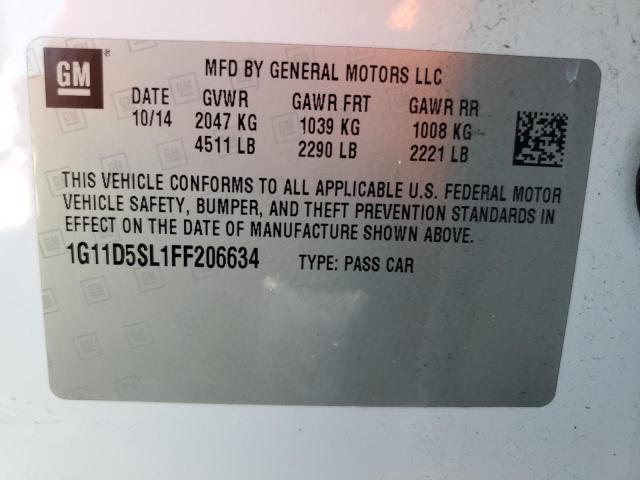 1G11D5SL1FF206634 - 2015 CHEVROLET MALIBU 2LT თეთრი ფოტო 12