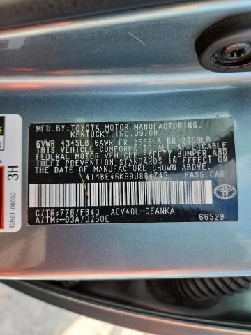 4T1BE46K99U884743 - 2009 TOYOTA CAMRY BASE GREEN photo 13