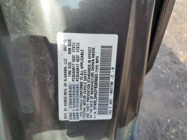 5FNRL5H62FB089665 - 2015 HONDA ODYSSEY EXL GRAY photo 13