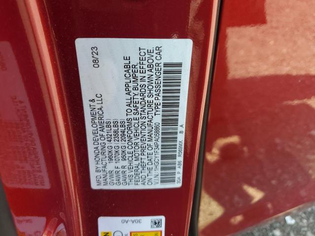 1HGCY1F34PA058860 - 2023 HONDA ACCORD EX RED photo 12