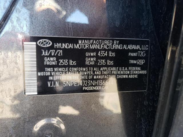 5NPEJ4J23NH136644 - 2022 HYUNDAI SONATA SEL PLUS GRAY photo 12