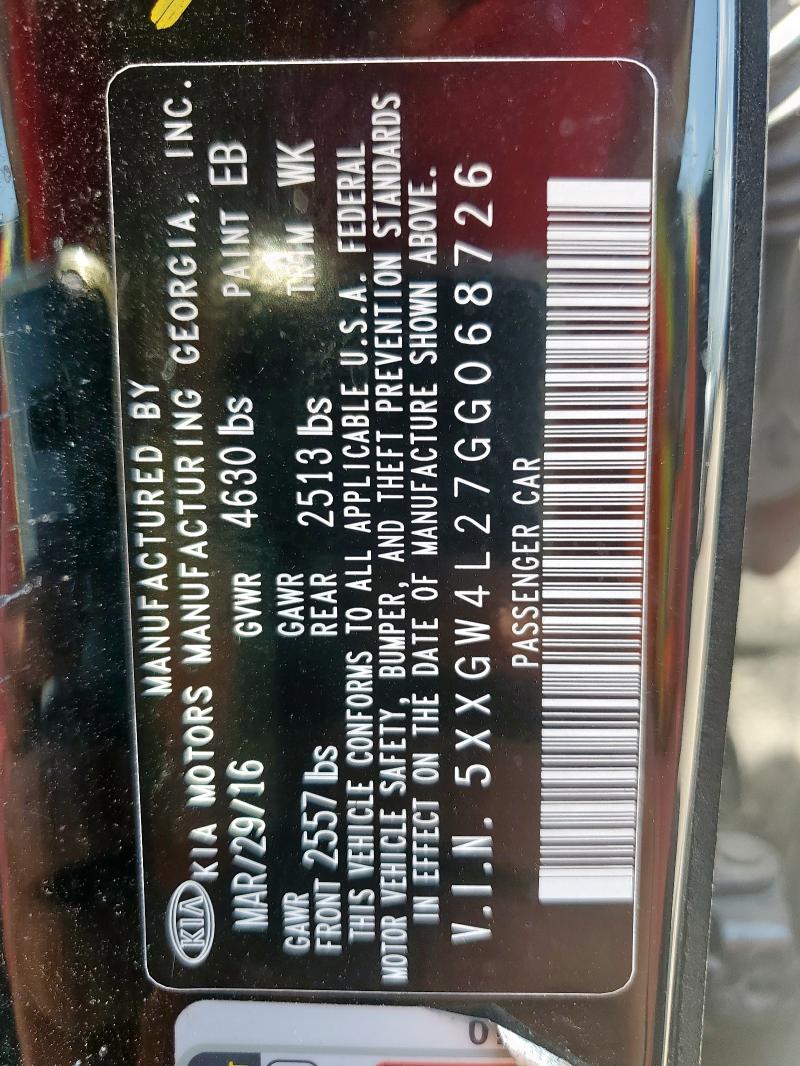 5XXGW4L27GG068726 - 2016 KIA OPTIMA SX 黑色 照片 13