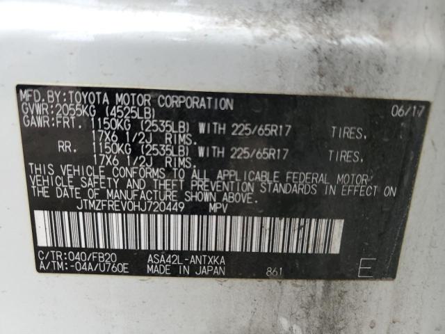 JTMZFREV0HJ720449 - 2017 TOYOTA RAV4 LE WHITE photo 12