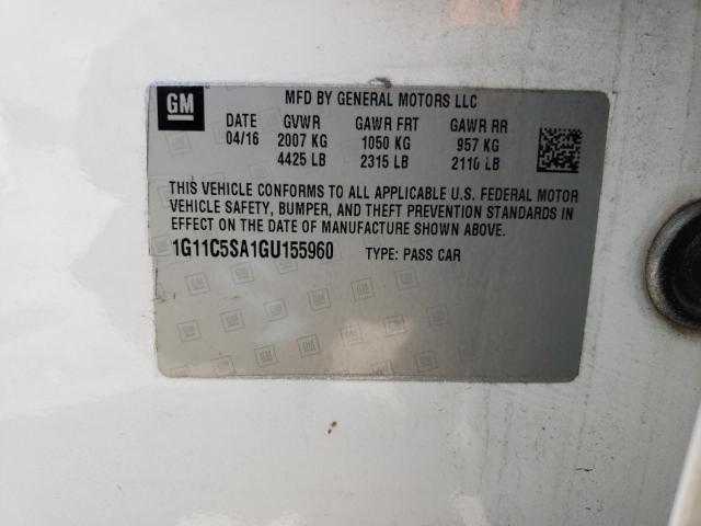 1G11C5SA1GU155960 - 2016 CHEVROLET MALIBU LIM LT 白色 照片 12