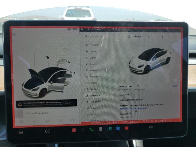 5YJ3E1EA9LF504381 - 2020 TESLA MODEL 3 WHITE photo 9