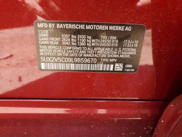 5UX2V5C09L9B59670 - 2020 BMW X4 XDRIVEM40I RED photo 12
