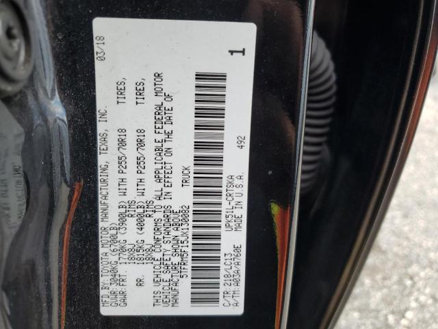 5TFRM5F15JX130082 - 2018 TOYOTA TUNDRA DOUBLE CAB SR/SR5 BLACK photo 12