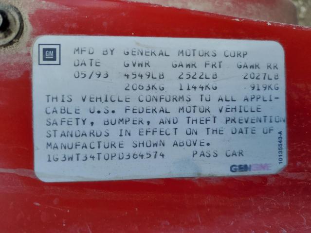 1G3WT34T0PD364574 - 1993 OLDSMOBILE CUTLASS SU RED photo 13