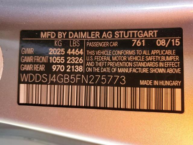 WDDSJ4GB5FN275773 - 2015 MERCEDES-BENZ CLA 250 4MATIC SILVER photo 12