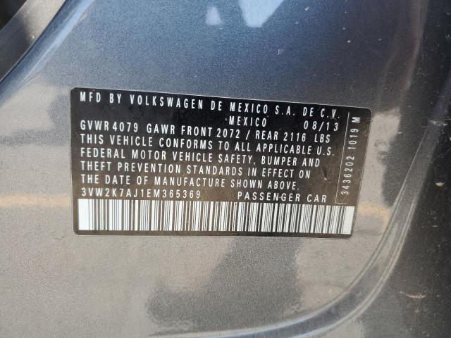 3VW2K7AJ1EM365369 - 2014 VOLKSWAGEN JETTA BASE ნაცრისფერი ფოტო 12