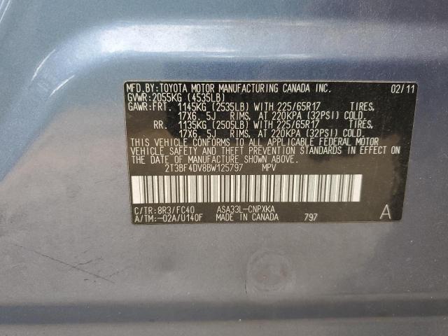 2T3BF4DV8BW125797 - 2011 TOYOTA RAV4 BLUE photo 14