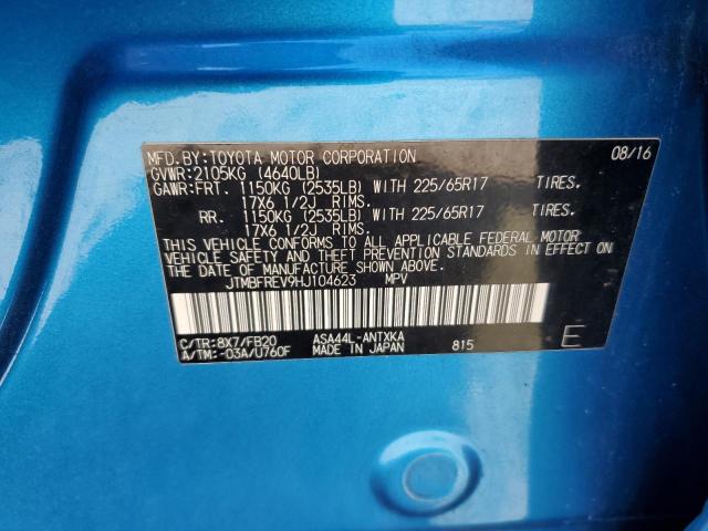 JTMBFREV9HJ104623 - 2017 TOYOTA RAV4 LE BLUE photo 13