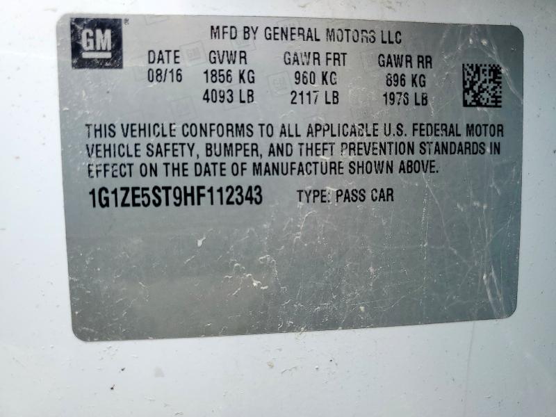 1G1ZE5ST9HF112343 - 2017 CHEVROLET MALIBU LT WHITE photo 13