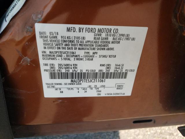 MAJ3P1TE5JC211061 - 2018 FORD ECOSPORT SE Orange Foto 13