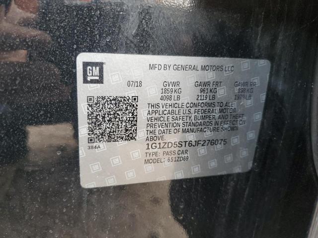 1G1ZD5ST6JF276075 - 2018 CHEVROLET MALIBU LT 黑色 照片 12