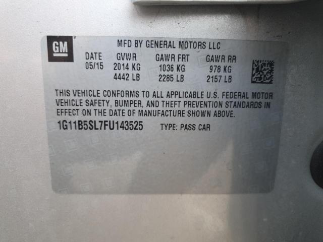 1G11B5SL7FU143525 - 2015 CHEVROLET MALIBU LS ვერცხლისფერი ფოტო 13