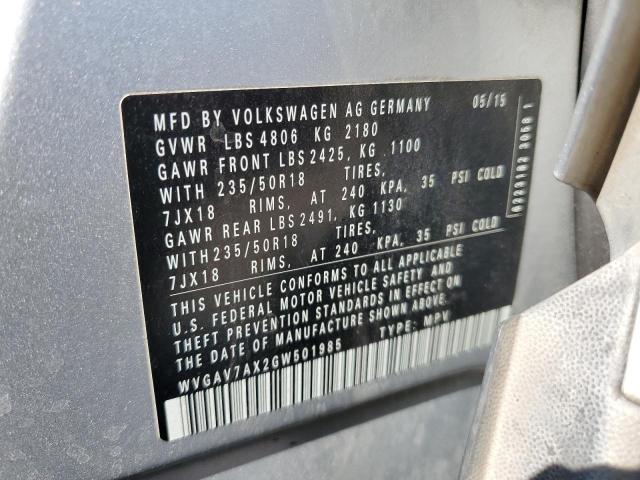 WVGAV7AX2GW501985 - 2016 VOLKSWAGEN TIGUAN S SILVER photo 14