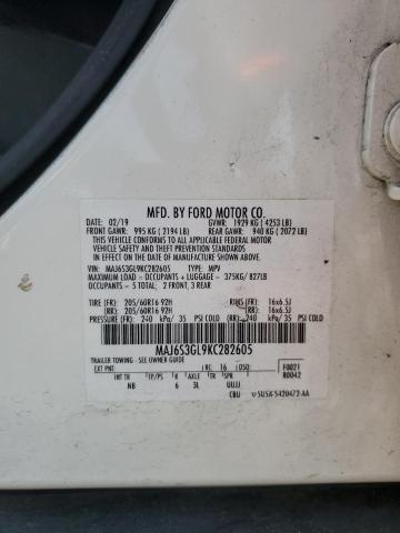 MAJ6S3GL9KC282605 - 2019 FORD ECOSPORT SE Biały zdjęcie 12