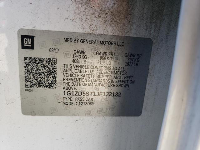 1G1ZD5ST1JF133132 - 2018 CHEVROLET MALIBU LT Blanc photo 12