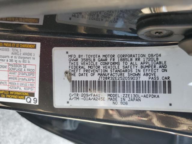 JTDBR32E252059037 - 2005 TOYOTA COROLLA CE BLACK photo 12