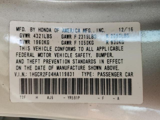 1HGCR2F04HA119831 - 2017 HONDA ACCORD EX CREAM photo 13