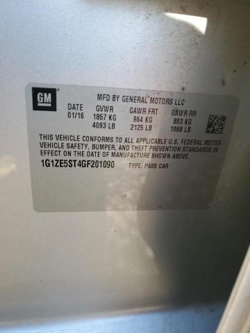 1G1ZE5ST4GF201090 - 2016 CHEVROLET MALIBU LT SILVER photo 12