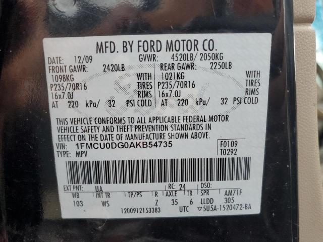 1FMCU0DG0AKB54735 - 2010 FORD ESCAPE XLT BLACK photo 13