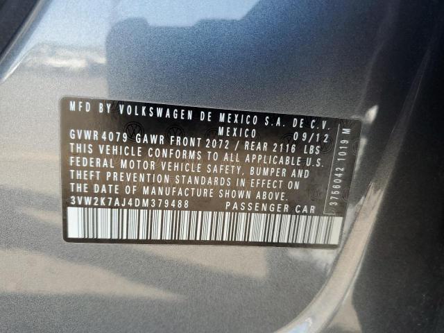 3VW2K7AJ4DM379488 - 2013 VOLKSWAGEN JETTA BASE 灰色 照片 12