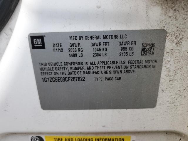 1G1ZC5E09CF267622 - 2012 CHEVROLET MALIBU 1LT WHITE photo 10