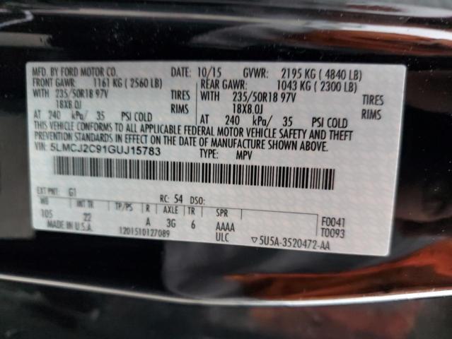 5LMCJ2C91GUJ15783 - 2016 LINCOLN MKC SELECT 黑色 照片 13