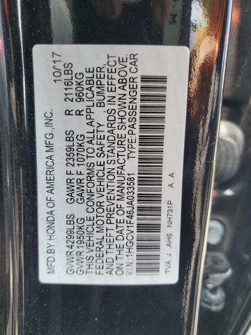 1HGCV1F46JA033581 - 2018 HONDA ACCORD EX BLACK photo 12