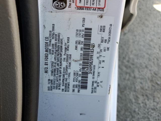 3FAHP08Z09R183405 - 2009 FORD FUSION SEL WHITE photo 12