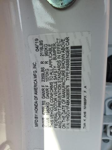 1HGCV1F48KA085876 - 2019 HONDA ACCORD EX 白色 照片 13