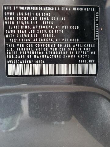 3VV2B7AX4KM110204 - 2019 VOLKSWAGEN TIGUAN SE Сірий фото 13