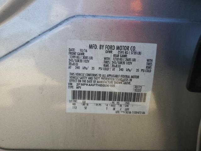 2FMPK4AP7HBB06155 - 2017 FORD EDGE SPORT SILVER photo 12