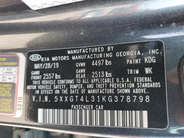 5XXGT4L31KG378798 - 2019 KIA OPTIMA LX 灰色 照片 13