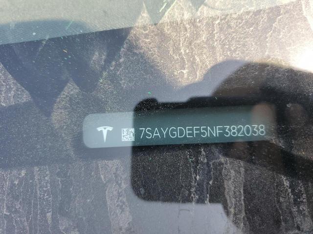 7SAYGDEF5NF382038 - 2022 TESLA MODEL Y 白色 照片 12
